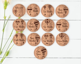 Hot Air Balloon Baby Milestone Discs - Ballooning Month Signs Nursery SVG Files (Digital Download)