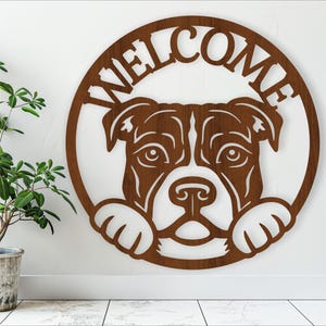 Pitbull Welcome Sign: Laser Cut Dog Wall Art (Digital Download)
