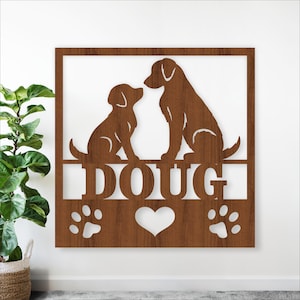 Letrero con nombre para amantes de los perros SVG - Plantilla de decoración personalizada cortada con láser (descarga digital)