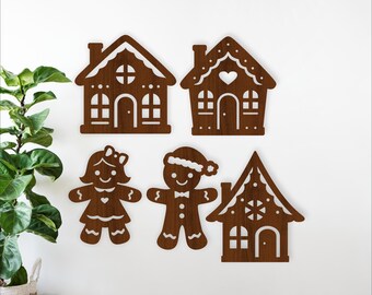 Gingerbread shapes SVG Bundle: 5 Laser Cut festive cut outs (digital download)