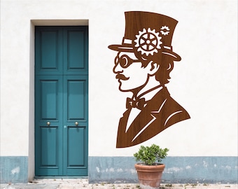 Steampunk Man Profile Wall Art - Laser Cut SVG File (Digital Download)