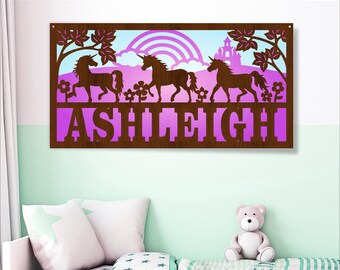 Unicorn Name Sign SVG: 3-Layer Fantasy Wall Art (Digital Download)