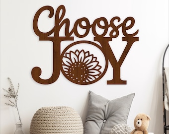 Choose Joy Sunflower Wall Sign SVG - Inspirational Floral Decor Laser Cut File (Digital Download)