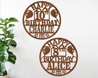 Laser Cut Happy Birthday Name Sign SVG Files (Digital Download)