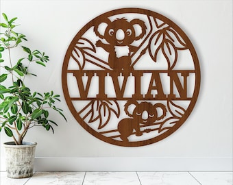 Koala Name Sign: Nature Themed Laser Cut Template (Digital Download)