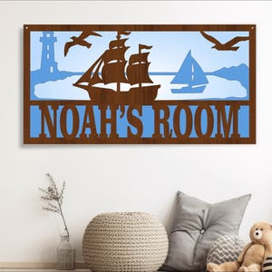 Nautical Layered Name Sign: Ocean Theme SVG Vector Files (Digital Download)