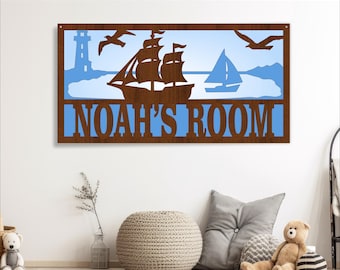 Nautical Layered Name Sign: Ocean Theme SVG Vector Files (Digital Download)