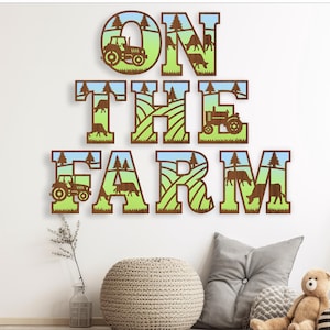 Conjunto de alfabeto para trator agrícola. 2 camadas de letras. 86 opções de letras. Arquivo vetorial SVG ai, cdr, dxf e pdf/ download digital instantâneo.