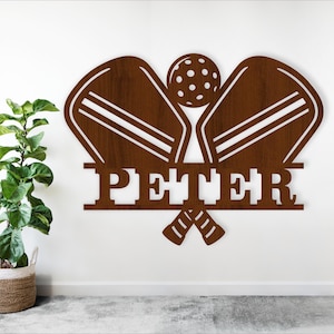 Pickleball name sign laser cut file SVG - digital download pickle ball sports wall sign personalized