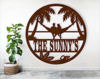 Beach Couple Name Sign, Hammock personalized Laser Cut decor (Digital Download)