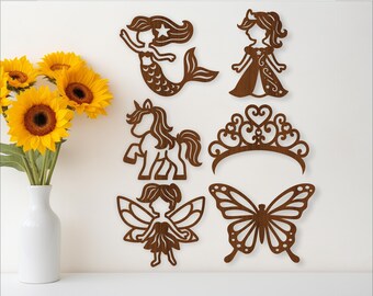 Girls' Room Shapes: Laser Cut File Bundle (AI, CDR, DXF)