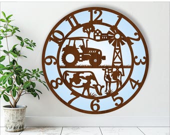Farm wall clock laser cut files SVG (Digital Download)