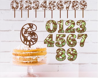 Dino Numbers SVG: Laser Cut Cake Toppers & Wall Decor (Digital Download)