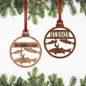 Enfeites de Natal de pesca Corte a laser SVG, download instantâneo de modelos em PDF, Dxf, Ai e Cdr.