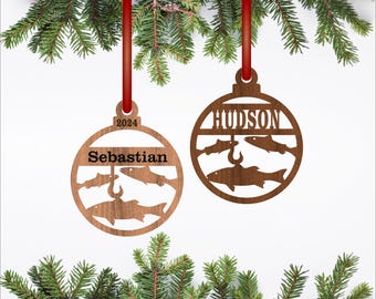 Fishing Christmas Ornaments personalized SVG laser cut (Digital Download)