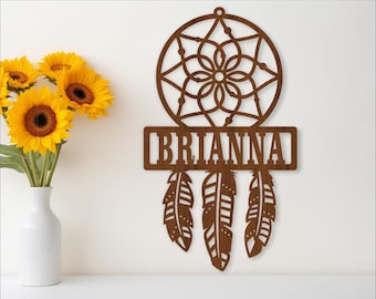 Dreamcatcher Name Sign SVG - Boho Personalized Laser Cut Nature Theme (Digital Download)