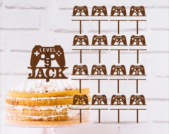 Gaming Level Cake Topper SVG Bundle - Laser Cut Personalized Game Controller Toppers (Digital Download)