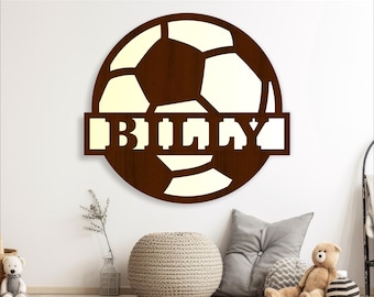 Soccer Ball Name Sign - Sport Theme Personalized Laser Cut Wall Art (Digital Download)