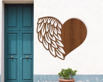 Angel Wing Half Heart Wall Sign SVG - Laser Cut Memorial Wall Art (Digital Download