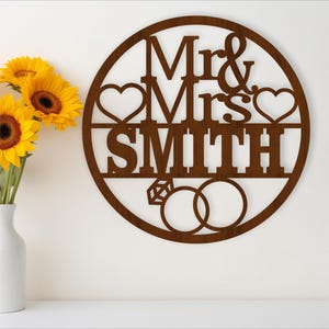 Mr & Mrs Laser cut Namen Wandschild - digitaler Download Hochzeit Wandkunst zum Laserschneiden