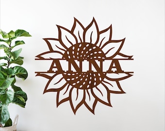 Sunflower Name Sign SVG - Laser Cut Personalized Floral Wall Art (Digital Download)