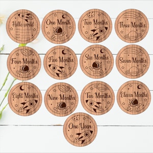 Weltraum Meilenstein Discs SVG - Laser geschnitten Dateien - sofortiger Download - Kinderzimmer Bundle