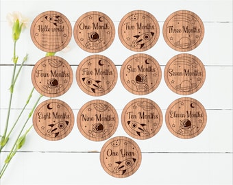Space Milestone Discs SVG Bundle: Laser Cut Monthly Nursery Design Files