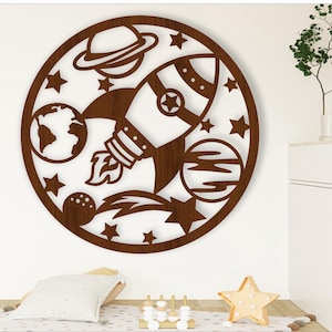 Rocket Space kunst aan de muur, SVG-bestand. vectorbestand ai, cdr, dxf instant download digitaal ontwerp, lasergesneden, ruimtethema muurkunst