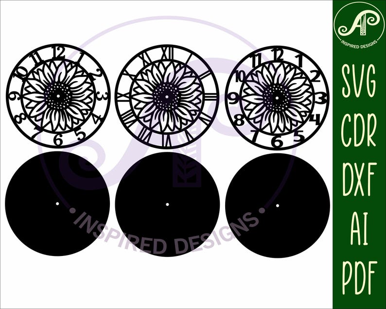Sunflower Realistic Wall Clock Laser Cut Files, SVG File. Vector File ...