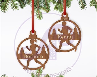 Runner Christmas Ornaments SVG laser cut - running theme personalized decoration (digital download)
