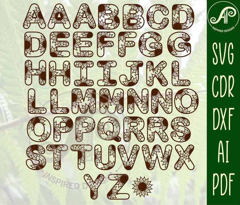 Sunflower Alphabet Set. 44 Letters SVG Vector File Ai Cdr Etsy