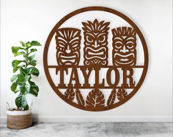 Tiki Head Name Sign SVG: Personalized Wall Decor (Digital Download)