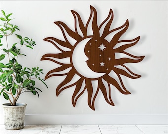 Sun and Moon Wall Art: Laser Cut Sign (Digital Download)