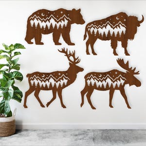 Arte mural de animales del bosque para descargar digitalmente: 4 letreros SVG, archivo vectorial cortado con láser, diseño de descarga instantánea