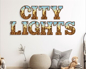 City scene alphabet set. 2 layer letters. 51 letter options SVG file vector file ai, cdr, dxf and pdf instant. city letters
