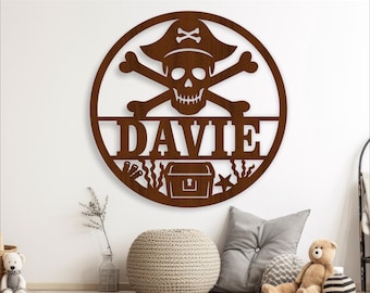 Pirate Skull Name Sign: Laser Cut SVG Files (Digital Download