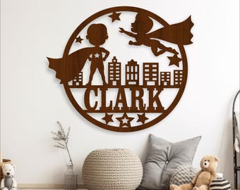 Hero Boy Name Sign: Laser Cut SVG Template (Digital Download)