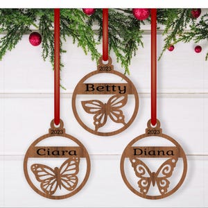 Schmetterling Weihnachtsschmuck, 3 Designs SVG Laserschnitt, sofortiger Download Pdf, Dxf, Ai und Cdr Vorlage.