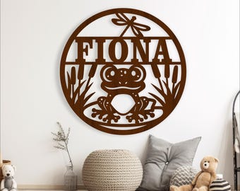 Frog Name Sign: Laser Cut SVG Template, Garden Theme (Digital Download)