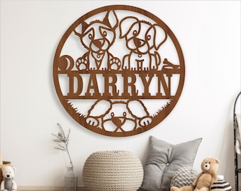 Dog Name Sign, Laser Cut File, Pet Personalized Wall Decor (Digital Download)