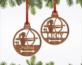 Archery female Christmas Ornament laser cut designs - personalized Archer decoration (digital download)