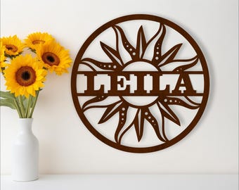 Sun Name Sign: Laser Cut Door Hanger Template (Digital Download)