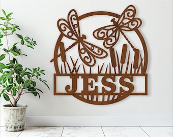 Dragonfly Name Sign: Laser Cut Door Hanger Template (Digital Download)