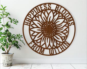 Sunflower Wall Sign: Happiness Blooms Laser Cut File (Digital Download)