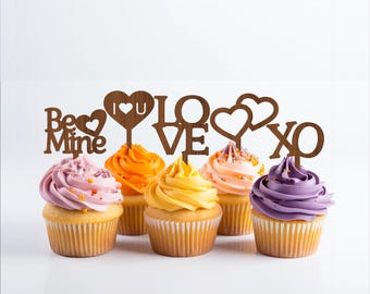 Valentines Cupcake Toppers: Laser Cut SVG Templates (Digital Download)