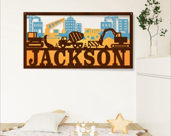 Construction Name Sign SVG: Digger Theme, Laser Cut File (Digital Download)