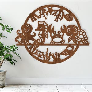 Arte de pared de animales marinos, archivo SVG. archivo vectorial ai, cdr, dxf descarga instantánea diseño digital, corte láser, tema animal de arte de pared