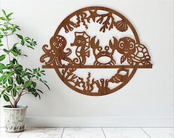 Sea Animals Wall Art: Laser Cut Files (Digital Download)