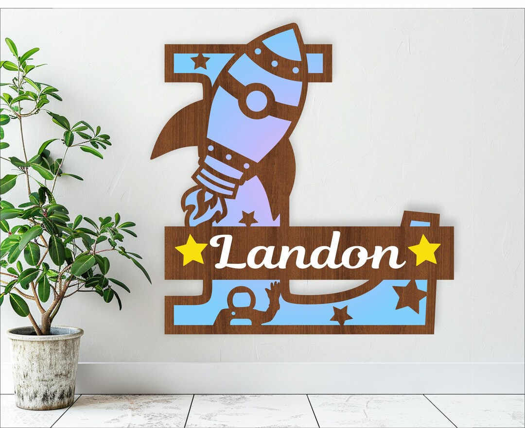 Rocket Monogram Letter Name Signs. 3 Layers SVG Laser Cut Template ...