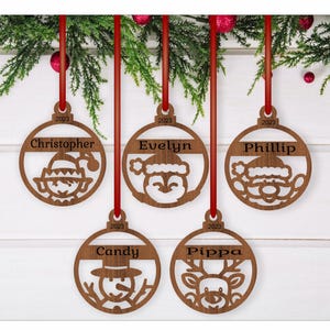 Süße Weihnachtsornamente, 5 Designs SVG Laser geschnitten, sofortiger Download Pdf, Dxf, Ai und Cdr Vorlage.